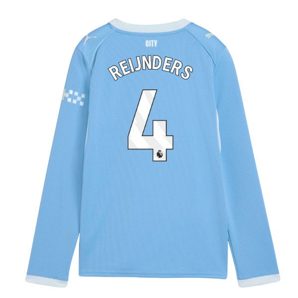 2026-2027 Man City Home Long Sleeve Shirt (Kids) (Reijnders 4)