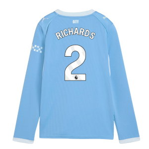 2026-2027 Man City Home Long Sleeve Shirt (Kids) (Richards 2)