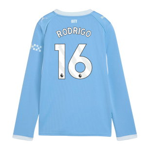 2026-2027 Man City Home Long Sleeve Shirt (Kids) (Rodrigo 16)
