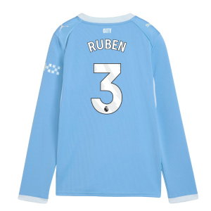 2026-2027 Man City Home Long Sleeve Shirt (Kids) (Ruben 3)