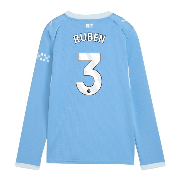 2026-2027 Man City Home Long Sleeve Shirt (Kids) (Ruben 3)