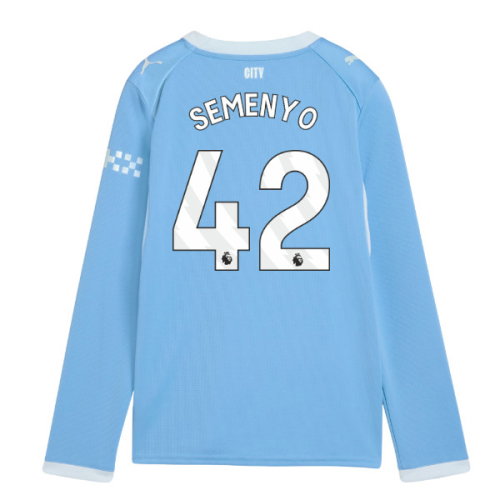 2026-2027 Man City Home Long Sleeve Shirt (Kids) (Semenyo 42)