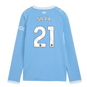 2026-2027 Man City Home Long Sleeve Shirt (Kids) (Silva 21)