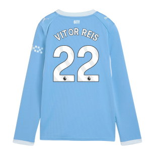 2026-2027 Man City Home Long Sleeve Shirt (Kids) (Vitor Reis 22)