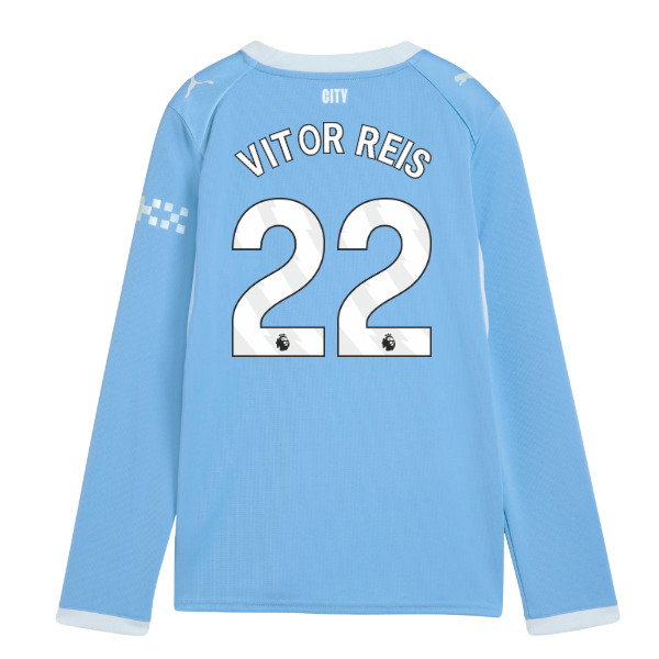 2026-2027 Man City Home Long Sleeve Shirt (Kids) (Vitor Reis 22)