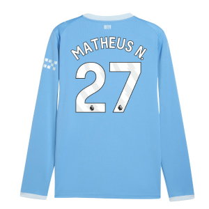 2026-2027 Man City Home Long Sleeve Shirt (Matheus N. 27)