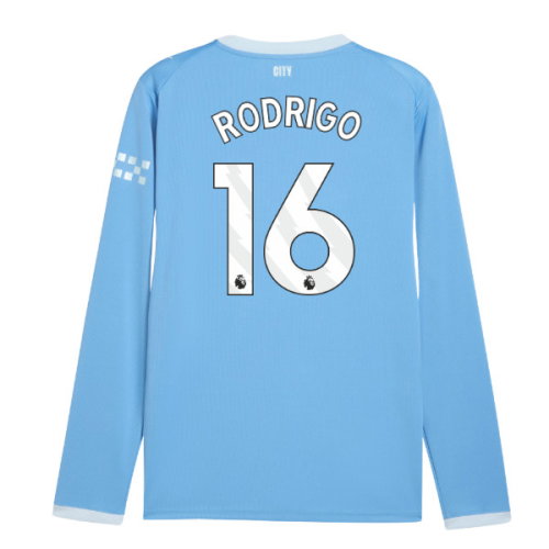 2026-2027 Man City Home Long Sleeve Shirt (Rodrigo 16)