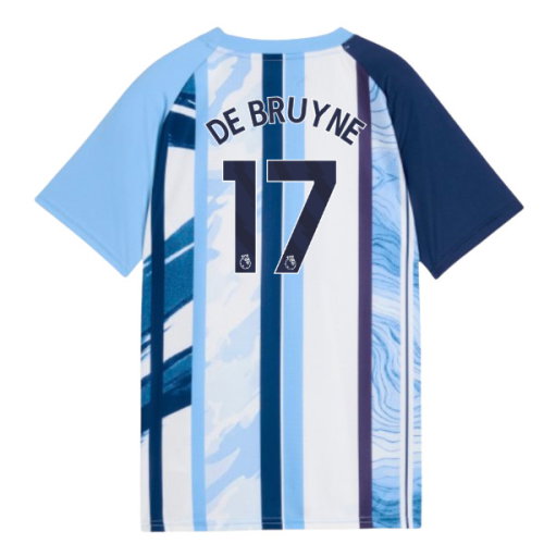2026-2027 Man City Warm Up Jersey (White/Blazing Blue) - Kids (De Bruyne 17)