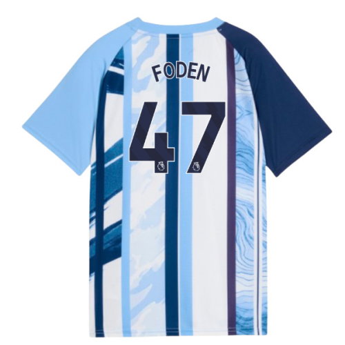2026-2027 Man City Warm Up Jersey (White/Blazing Blue) - Kids (Foden 47)