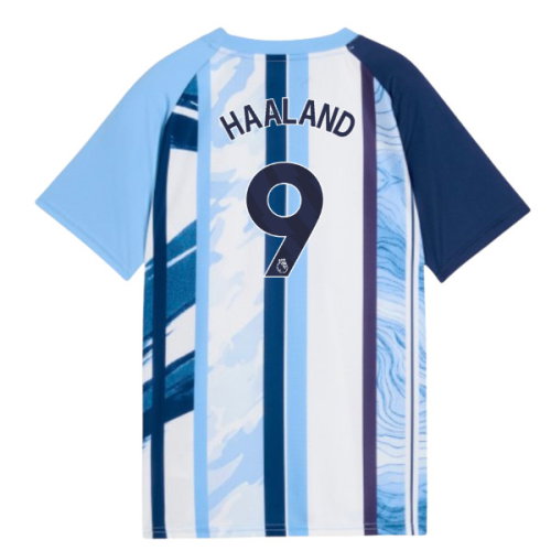2026-2027 Man City Warm Up Jersey (White/Blazing Blue) - Kids (Haaland 9)