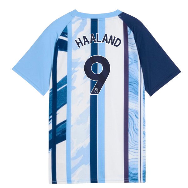 2026-2027 Man City Warm Up Jersey (White/Blazing Blue) - Kids (Haaland 9)