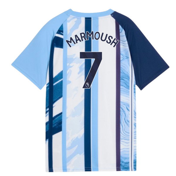 2026-2027 Man City Warm Up Jersey (White/Blazing Blue) - Kids (Marmoush 7)