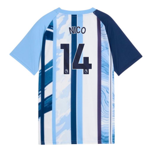 2026-2027 Man City Warm Up Jersey (White/Blazing Blue) - Kids (Nico 14)