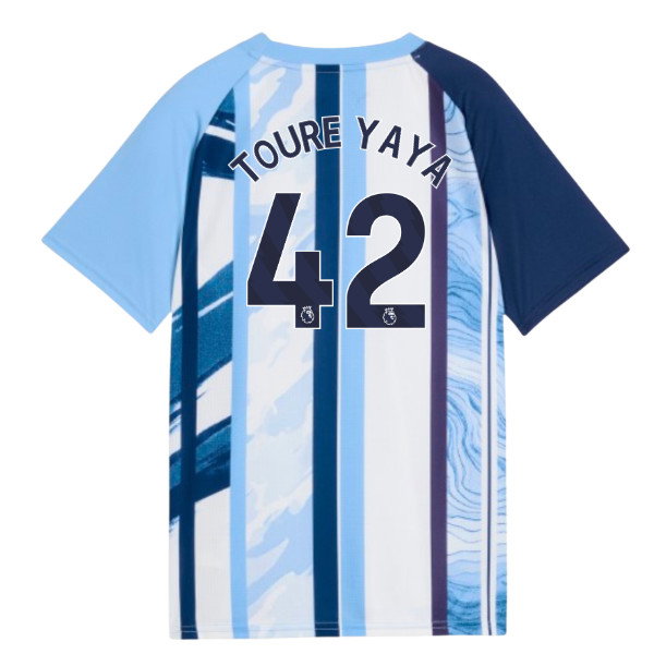 2026-2027 Man City Warm Up Jersey (White/Blazing Blue) - Kids (Toure Yaya 42)