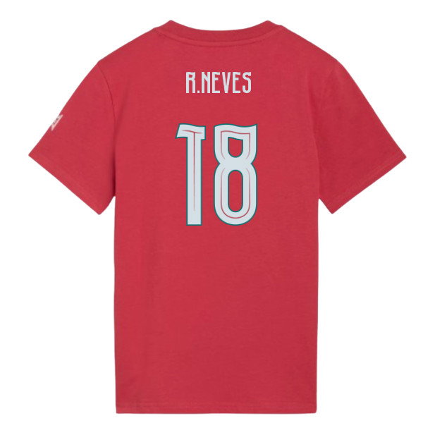 2026-2027 Portugal FtblCulture Tee (Red) - Kids (R.Neves 18)