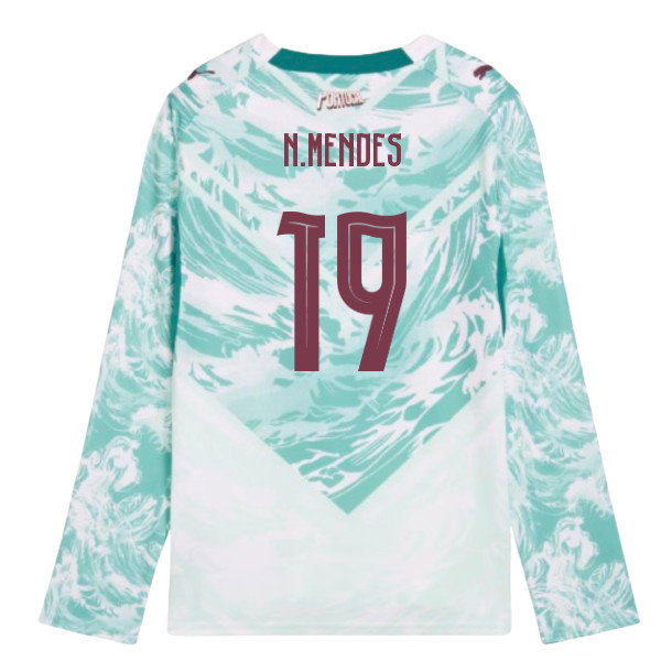 2026-2027 Portugal Long Sleeve Away Shirt (Kids) (N.Mendes 19)
