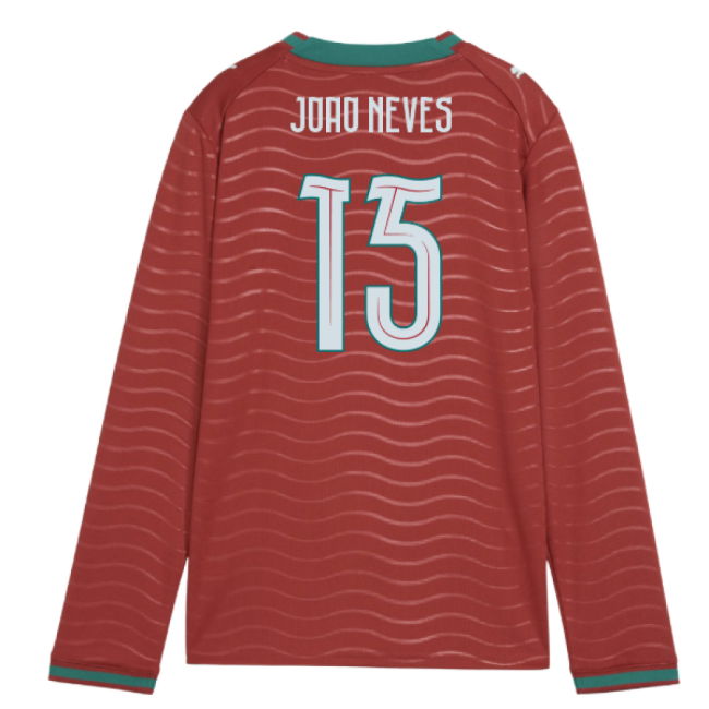 2026-2027 Portugal Long Sleeve Home Shirt (Kids) (Joao Neves 15)