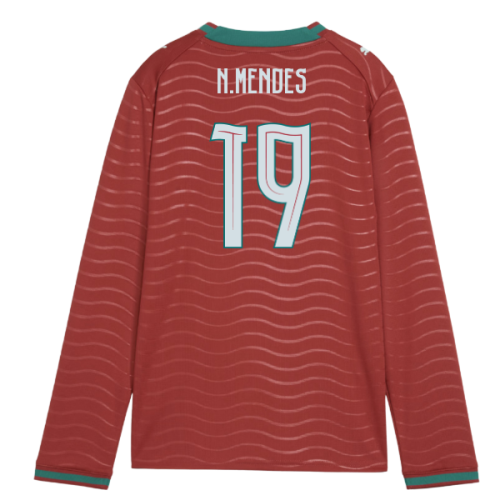 2026-2027 Portugal Long Sleeve Home Shirt (Kids) (N.Mendes 19)