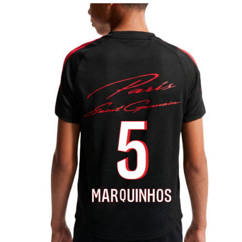 2026-2027 PSG Strike Training Shirt (Black) - Kids (Marquinhos 5)