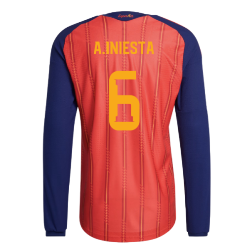 2026-2027 Spain Authentic Long Sleeve Home Shirt (A.Iniesta 6)