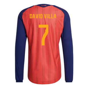 2026-2027 Spain Authentic Long Sleeve Home Shirt (David Villa 7)