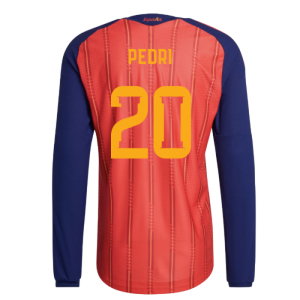 2026-2027 Spain Authentic Long Sleeve Home Shirt (Pedri 20)