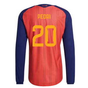 2026-2027 Spain Authentic Long Sleeve Home Shirt (Pedri 20)
