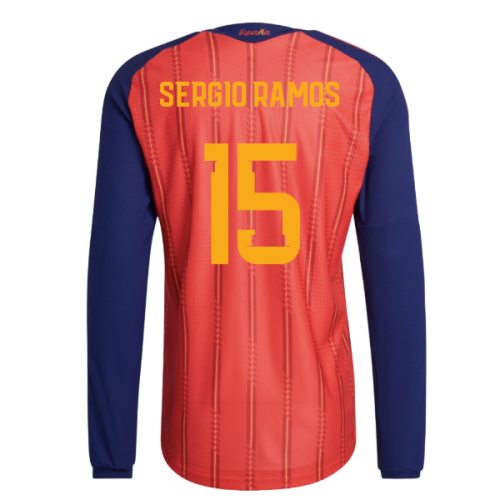 2026-2027 Spain Authentic Long Sleeve Home Shirt (Sergio Ramos 15)