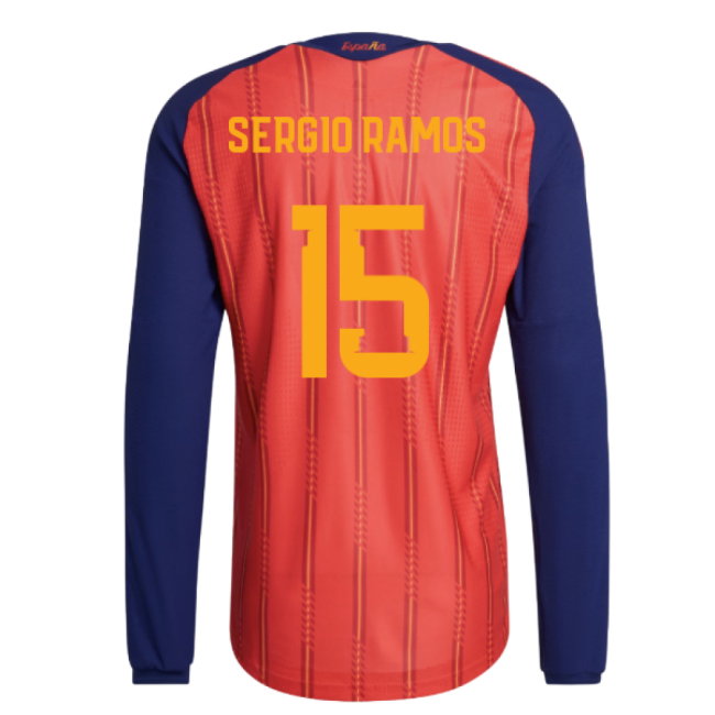 2026-2027 Spain Authentic Long Sleeve Home Shirt (Sergio Ramos 15)