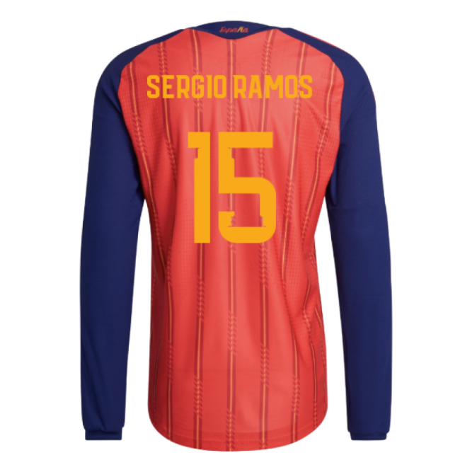 2026-2027 Spain Authentic Long Sleeve Home Shirt (Sergio Ramos 15)