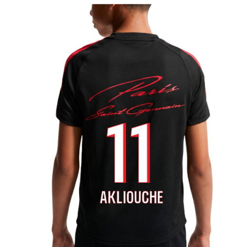 2026-2027 PSG Strike Training Shirt (Black) - Kids (Akliouche 11)