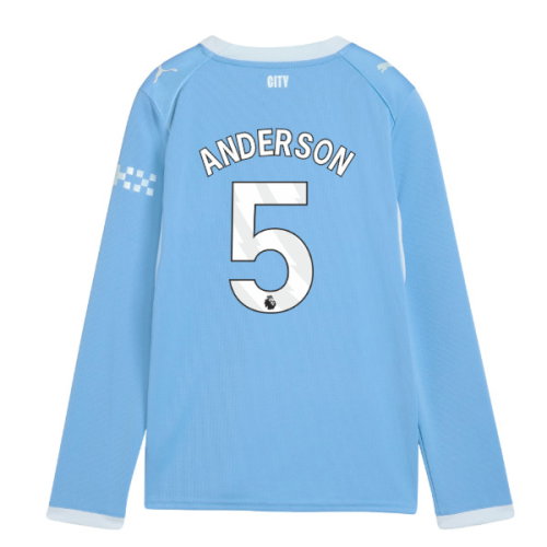 2026-2027 Man City Home Long Sleeve Shirt (Kids) (Anderson 5)