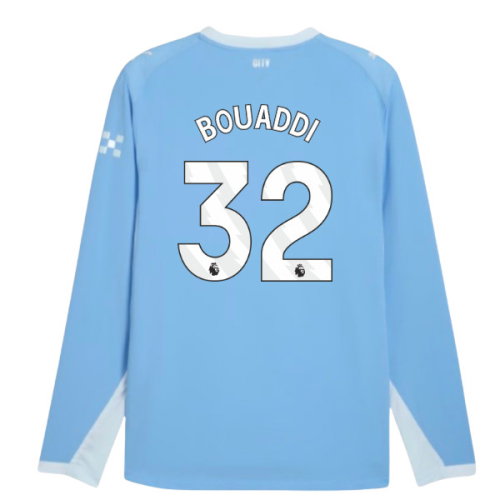 2026-2027 Man City Authentic Long Sleeve Home Shirt (Bouaddi 32)