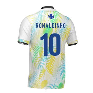 Brazil DNA White Concept Football Jersey (Wolvate) Adult Short Sleeve (Ronaldinho 10)
