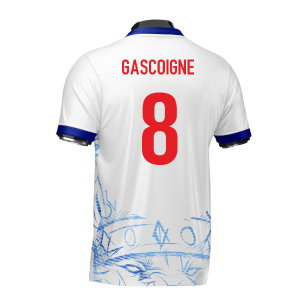 England Heritage Football Jersey White/Blue (Wolvate) Adult Short Sleeve (Gascoigne 8)