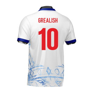 England Heritage Football Jersey White/Blue (Wolvate) Adult Short Sleeve (Grealish 10)