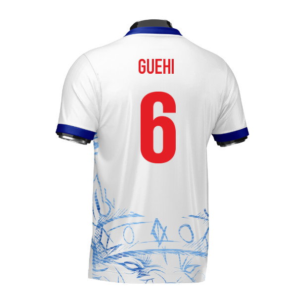 England Heritage Football Jersey White/Blue (Wolvate) Adult Short Sleeve (Guehi 6)