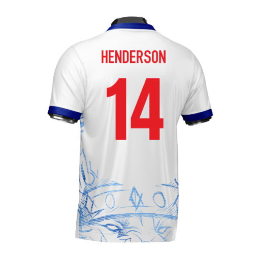 England Heritage Football Jersey White/Blue (Wolvate) Adult Short Sleeve (Henderson 14)