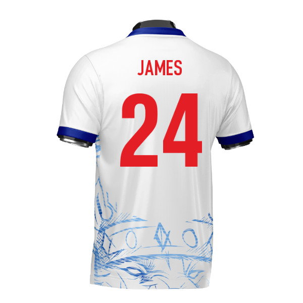 England Heritage Football Jersey White/Blue (Wolvate) Adult Short Sleeve (James 24)