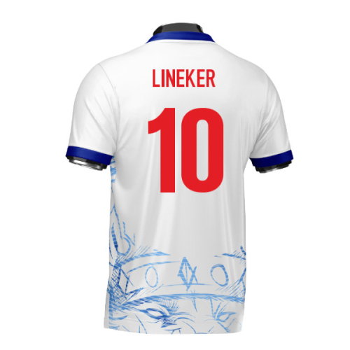 England Heritage Football Jersey White/Blue (Wolvate) Adult Short Sleeve (Lineker 10)