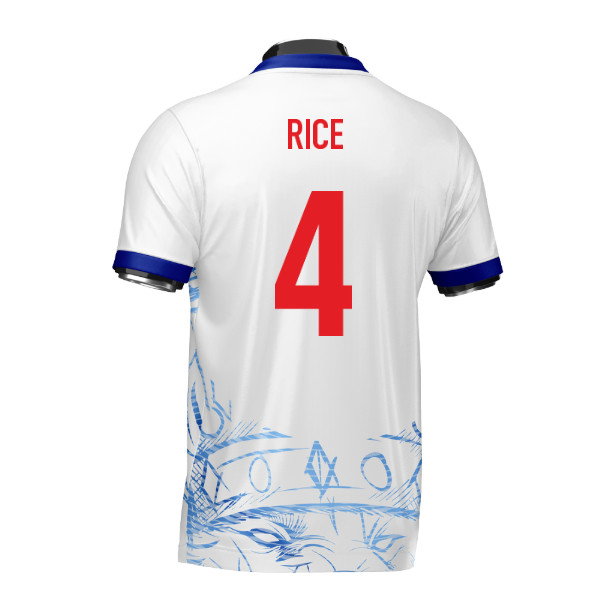 England Heritage Football Jersey White/Blue (Wolvate) Adult Short Sleeve (Rice 4)