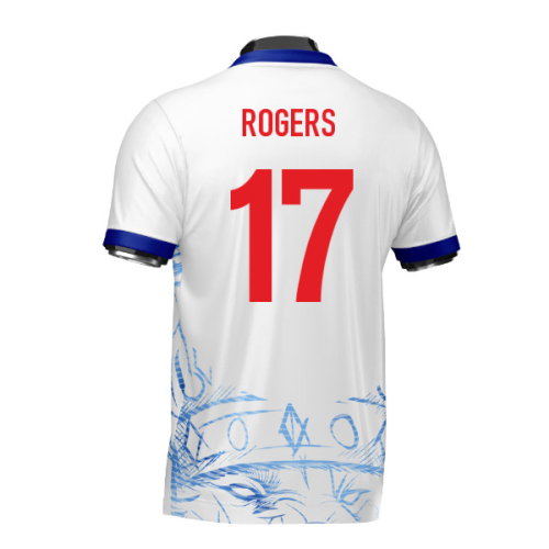 England Heritage Football Jersey White/Blue (Wolvate) Adult Short Sleeve (Rogers 17)
