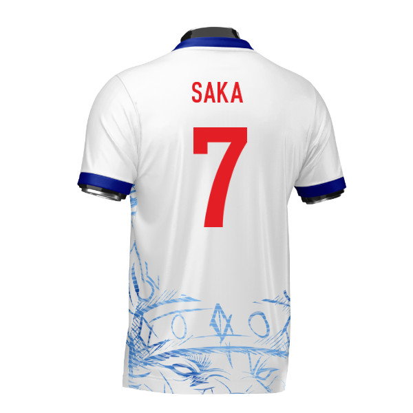 England Heritage Football Jersey White/Blue (Wolvate) Adult Short Sleeve (Saka 7)