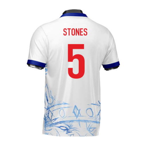 England Heritage Football Jersey White/Blue (Wolvate) Adult Short Sleeve (Stones 5)