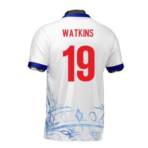 England Heritage Football Jersey White/Blue (Wolvate) Adult Short Sleeve (Watkins 19)