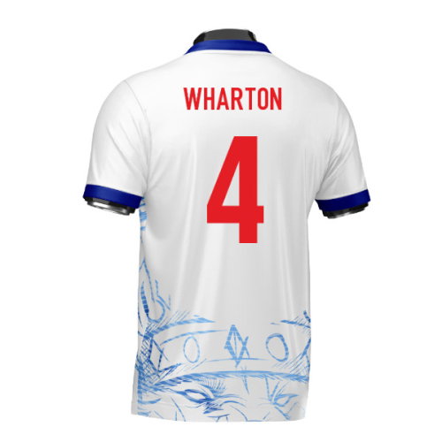 England Heritage Football Jersey White/Blue (Wolvate) Adult Short Sleeve (Wharton 4)