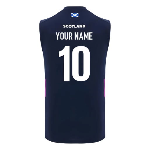 2025-2026 Scotland Poly Sleeveless Training Shirt (Navy) (Your Name)