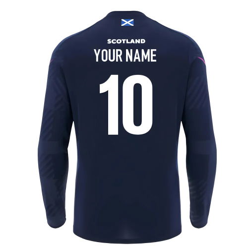 2025-2026 Scotland Rugby Training Poly LS Shirt (Navy) (Your Name)