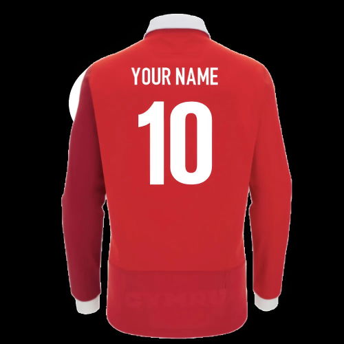 2025-2026 Wales Home Cotton LS Rugby Shirt (Your Name)