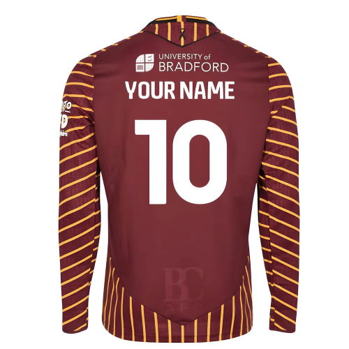 2025-2026 Bradford City Home Shirt Long Sleeve (Your Name)